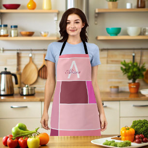  pink Feminine modern Monogram  Apron