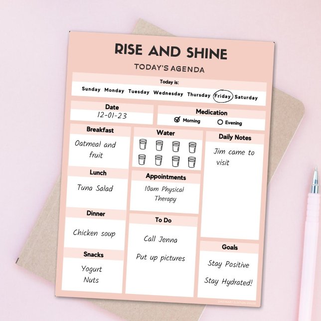 Pink Feminine Senior Daily Agenda Notepad (Creator Uploaded)