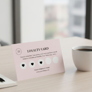 Pink Feminine Small Business Elegant Rewards Loyalty Card