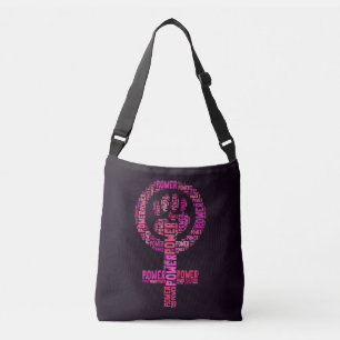 Pink Feminist Power Fist On Purple Crossbody Bag