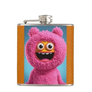 "Pink Femme Capture: Vinyl-Wrapped Flask Design"
