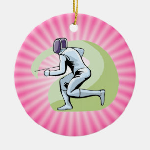 Pink Fencing Ceramic Tree Decoration