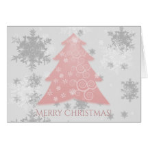 Pink Festive Christmas Tree Greeting Card