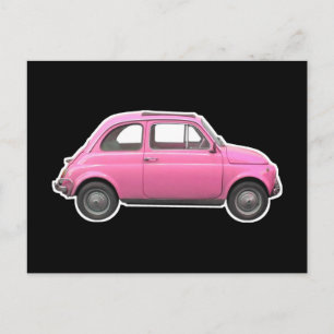 Pink Fiat 500 Cinquecento vintage sixties car Postcard