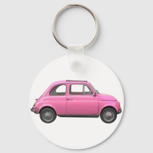 Pink Fiat 500 vintage Italian car Key Ring