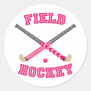 Pink Field Hockey Logo Classic Round Sticker