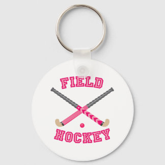 Pink Field Hockey Logo Key Ring