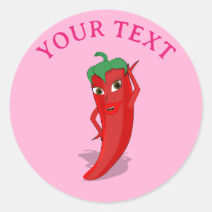 Pink Fiesta Bridal Shower Red Hot Pepper Editable Classic Round Sticker