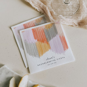 Pink Fiesta Modern Fringe Bachelorette Party Napkin