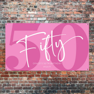Pink Fifty 50th Fiftieth Birthday Party Banner