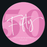 Pink Fifty 50th Fiftieth Birthday Party Favour Classic Round Sticker<br><div class="desc">This is a Pink Fifty 50th Fiftieth Birthday Party Favour Stickers!</div>