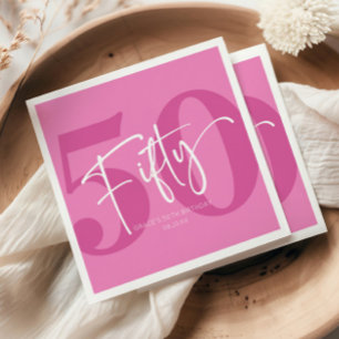 Pink Fifty 50th Fiftieth Birthday Party Napkin
