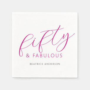 Pink Fifty and Fabulous 50th Birthday Party Napkin