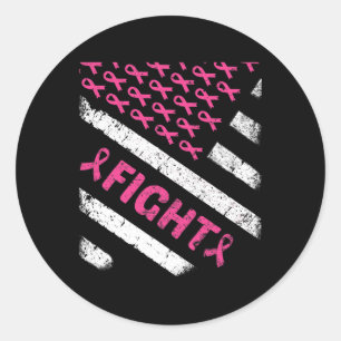 Pink Fight Support Squad Shirt Us Flag Thin Line A Classic Round Sticker