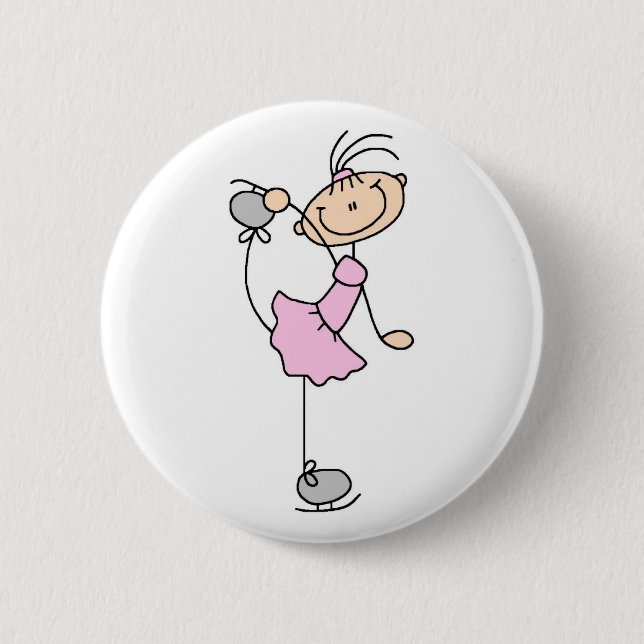 Pink Figure Skater Button (Front)