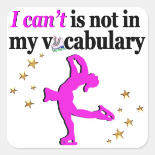 PINK FIGURE SKATING GOALS AND DREAMS SQUARE STICKER