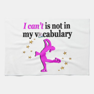 PINK FIGURE SKATING GOALS AND DREAMS TEA TOWEL