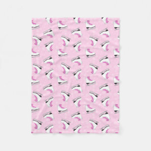 Pink Figure Skating Pattern Fleece Blanket