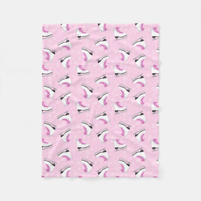 Pink Figure Skating Pattern Fleece Blanket (Front)