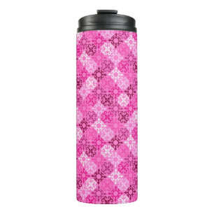 Pink Filigree Diamond Pattern  Thermal Tumbler