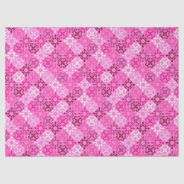 Pink Filigree Diamond Pattern  Tissue Paper (Front)
