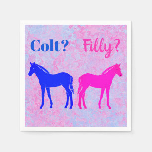 Pink Filly & Blue Colt Western Style Gender Reveal Napkin
