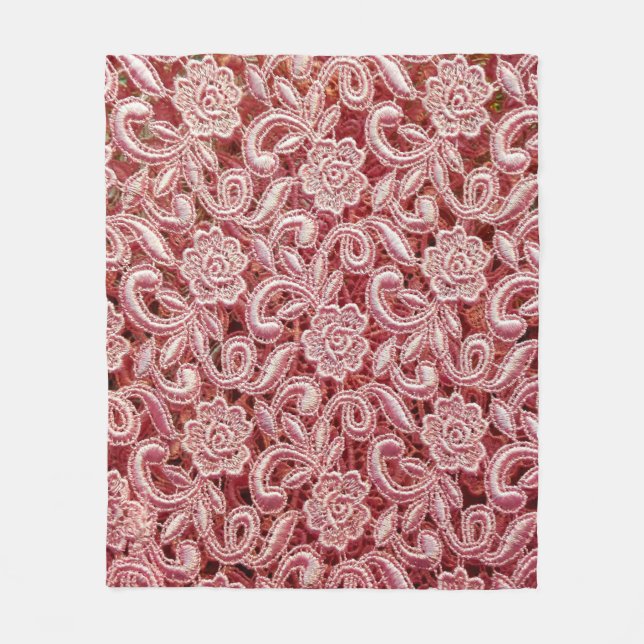 Pink fine lace texture with seamless beautiful vin fleece blanket (Front)
