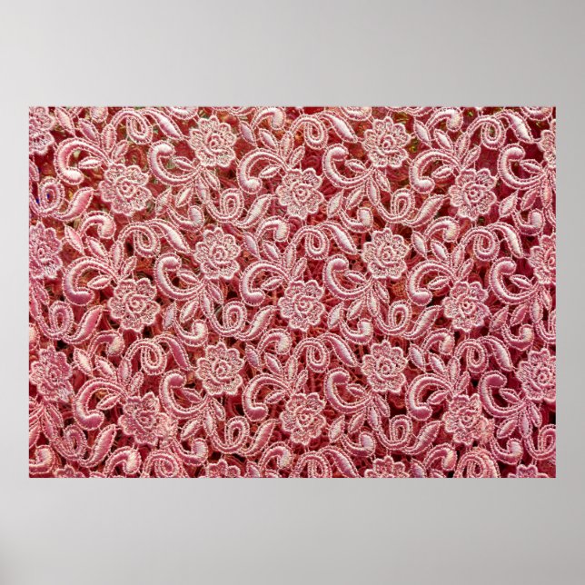 Pink fine lace texture with seamless beautiful vin poster (Front)