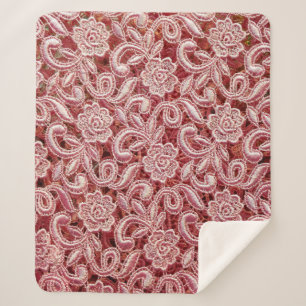 Pink fine lace texture with seamless beautiful vin sherpa blanket