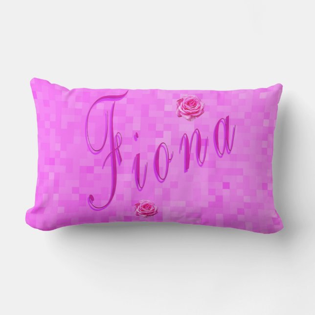 Pink Fiona Name With Roses, Lumbar Cushion (Front)