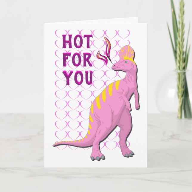 Pink Fire Breathing Dragon-Happy Valentine's Day Card (Front)