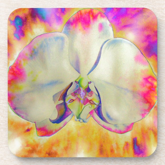 Pink fire orchid coaster (Front)