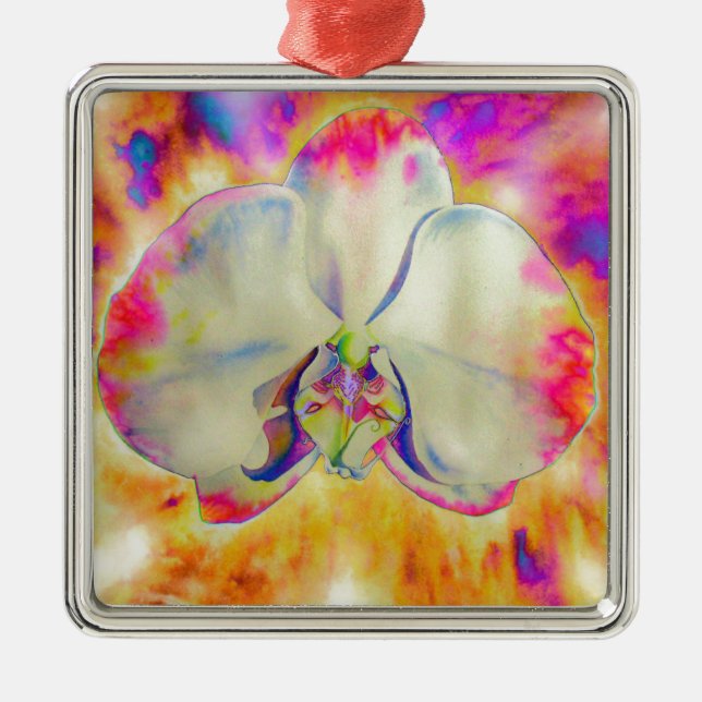 Pink Fire Orchid Metal Tree Decoration (Front)