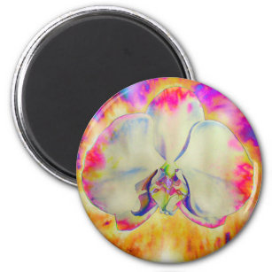 Pink Fire Orchid,  surreal watercolor florals  Magnet