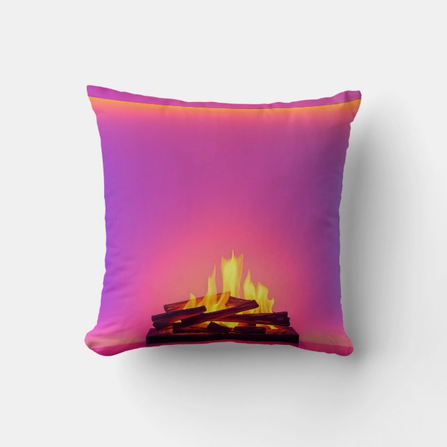 Pink fireplace design cushion (Front)