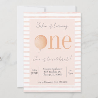 Pink First Birthday Invitation