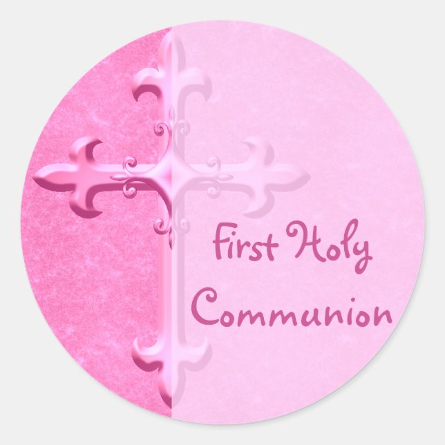 Pink First Holy Communion Sticker (Front)