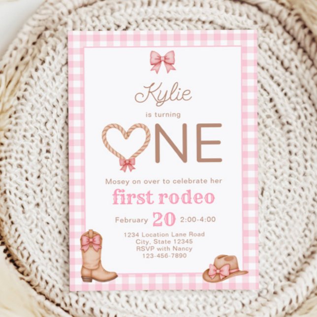 Pink First Rodeo 1st Birthday Invitation (Creator Uploaded)