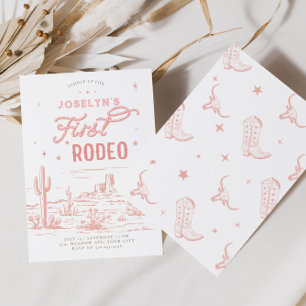 Pink First Rodeo Birthday Invitation