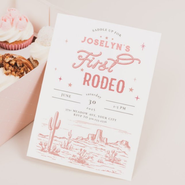 Pink First Rodeo Birthday Invitation (Creator Uploaded)
