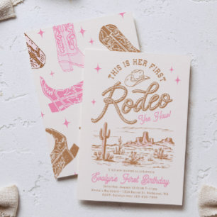 Pink First Rodeo Invitation 