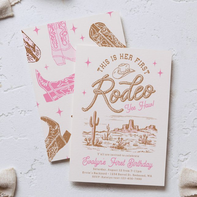 Pink First Rodeo Invitation  (Creator Uploaded)