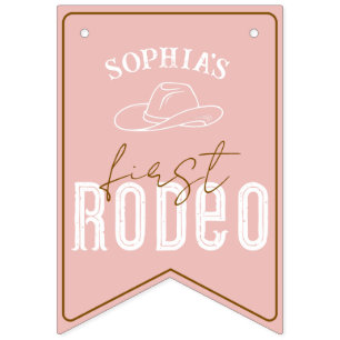 Pink First Rodeo Photo Banner – Cowgirl 1st Birthd