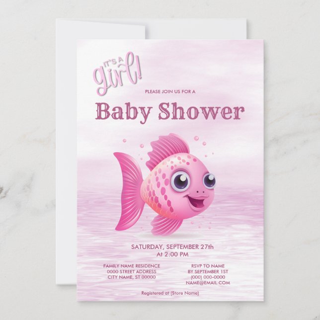 Pink Fish Baby Shower Invitation (Front)