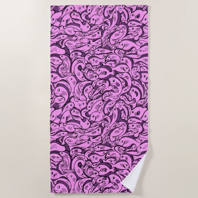 Pink Fish Beach Towel (Front)