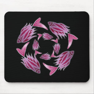 Pink Fish Circling Mousepad