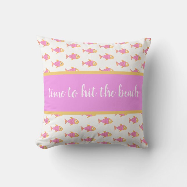 Pink fish, cute for Beach House Cushion (Front)