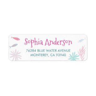 Pink Fish Fun Return Address Label 2