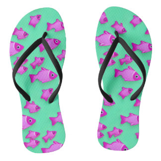 Pink fish green sea thongs