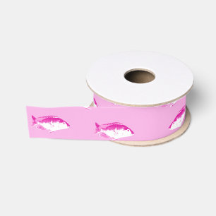Pink fish grosgrain ribbon